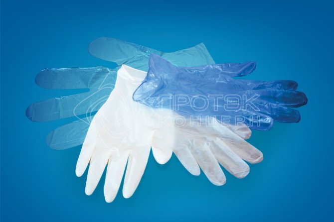 Одноразовые перчатки полиэтиленовые, виниловые, нитриловые, латексные